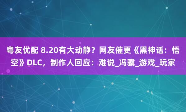 粤友优配 8.20有大动静？网友催更《黑神话：悟空》DLC，制作人回应：难说_冯骥_游戏_玩家